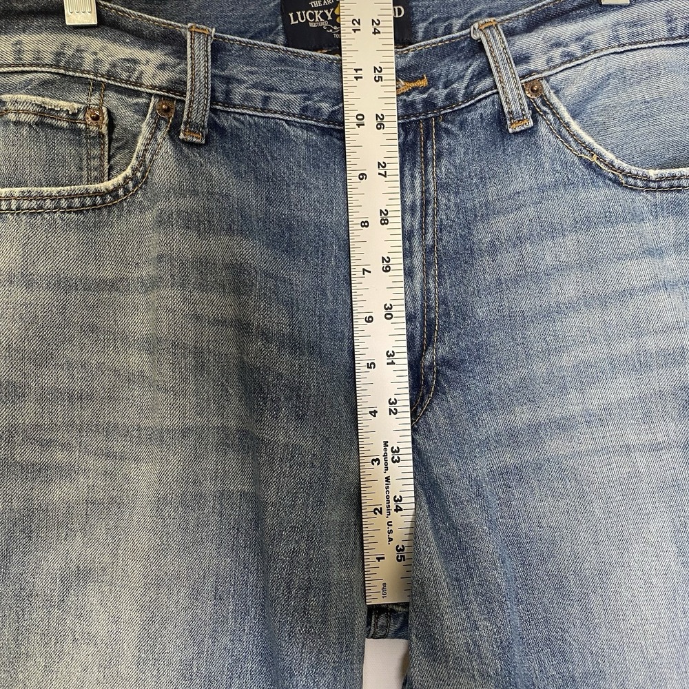 Lucky Brand 361 Vintage Straight Jeans Men 36x31 Blue Distressed Relaxed - Picture 7 of 14